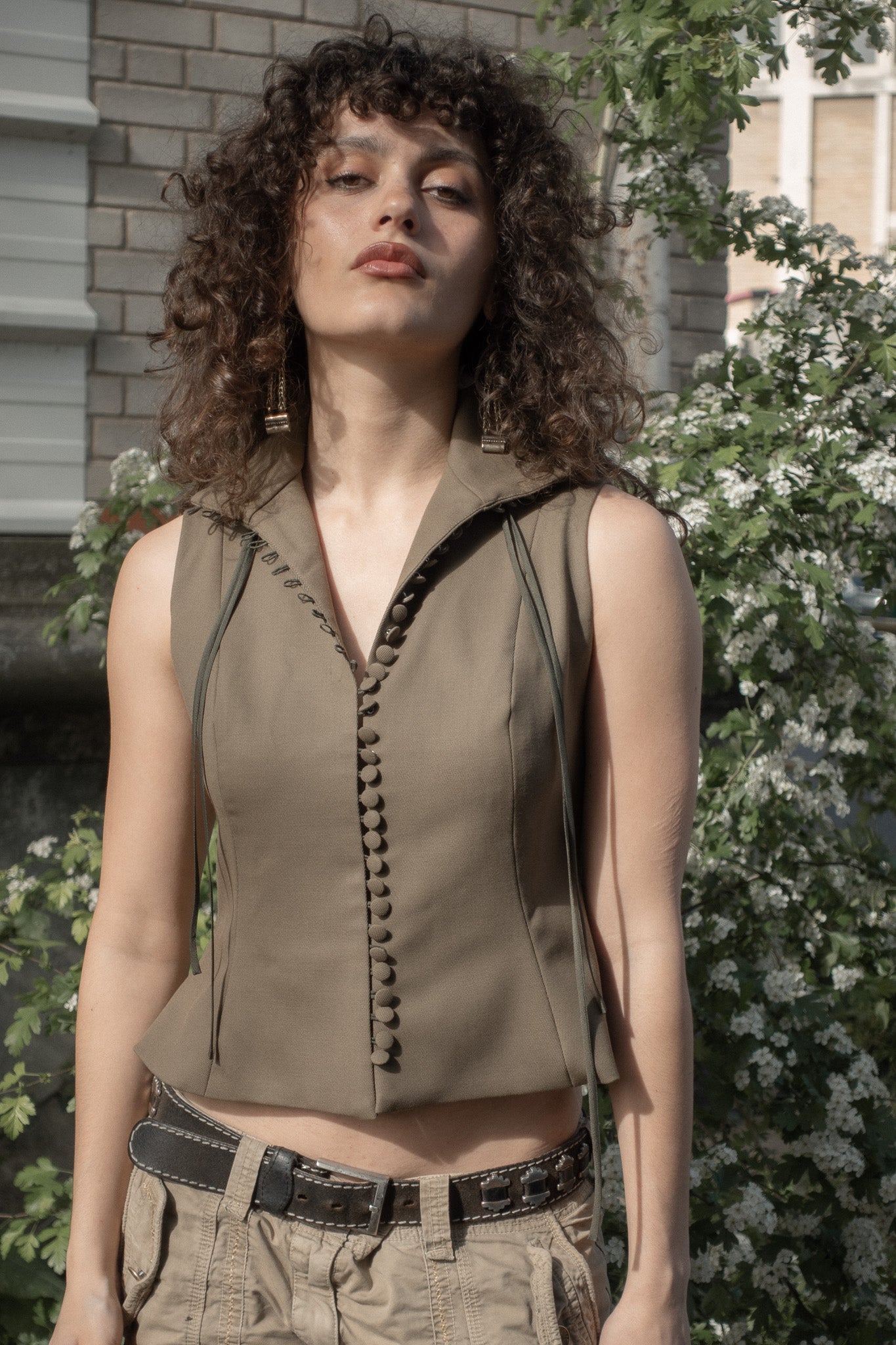 Tie-Neck Shirt - Cotton
