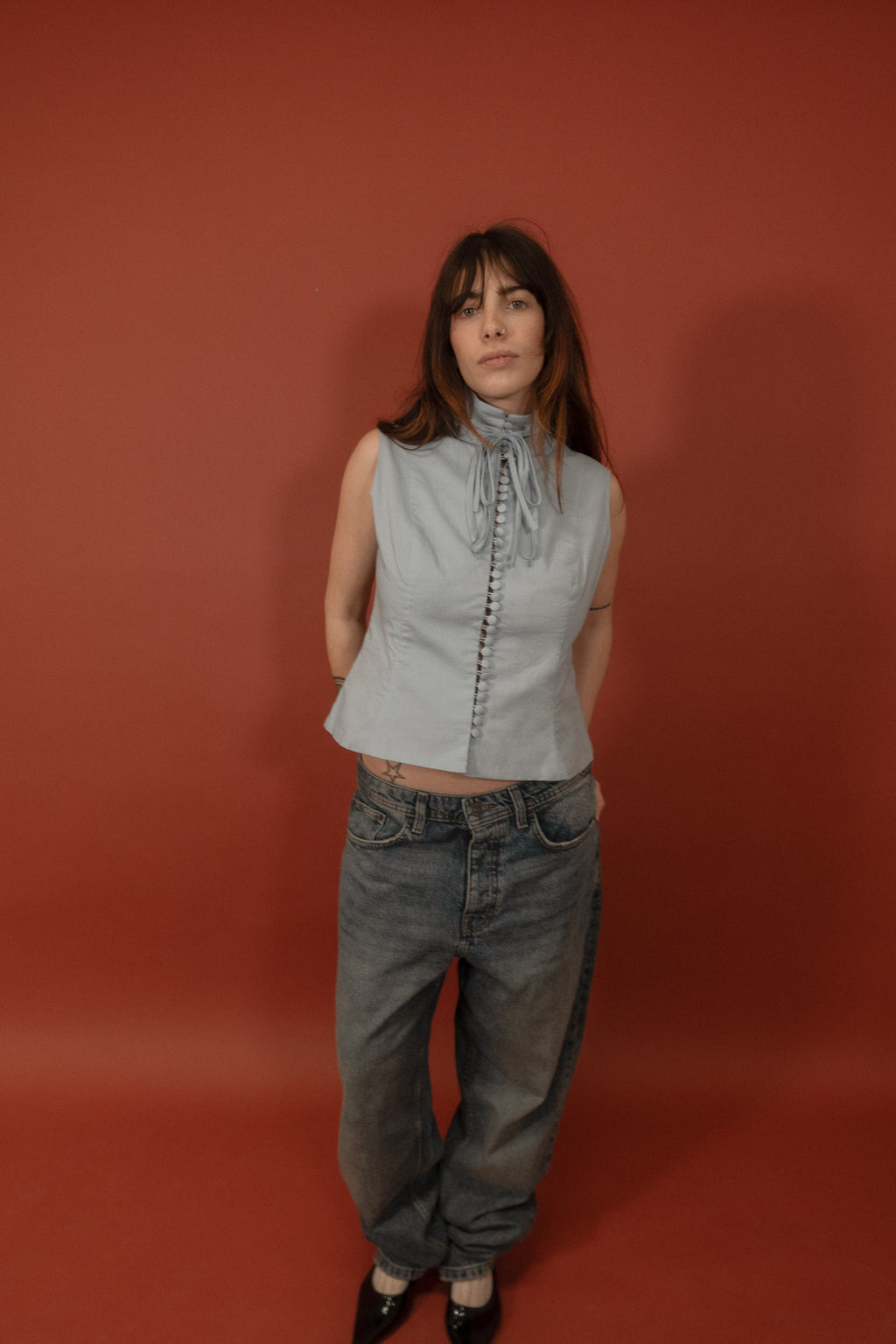 Tie-Neck Shirt - Cotton