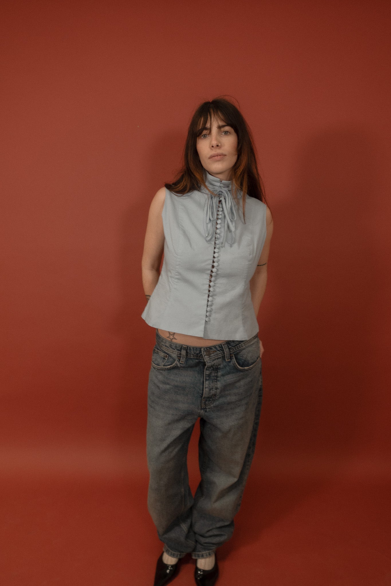 Tie-Neck Shirt - Cotton